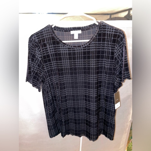 Nine West Tops - Nine West Plaid Black Short Sleeve T-Shirt